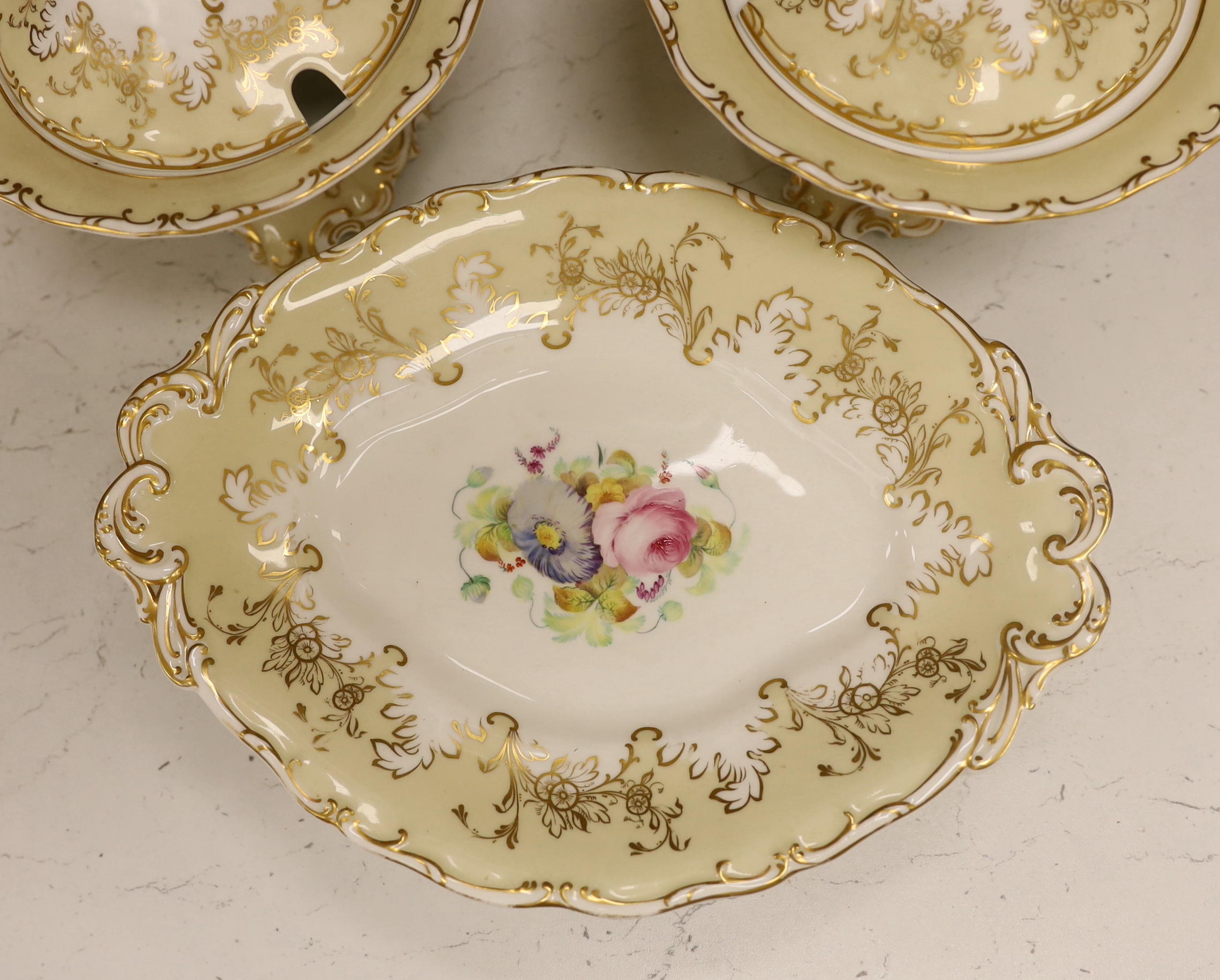 An early Victorian Davenport flower painted dessert service